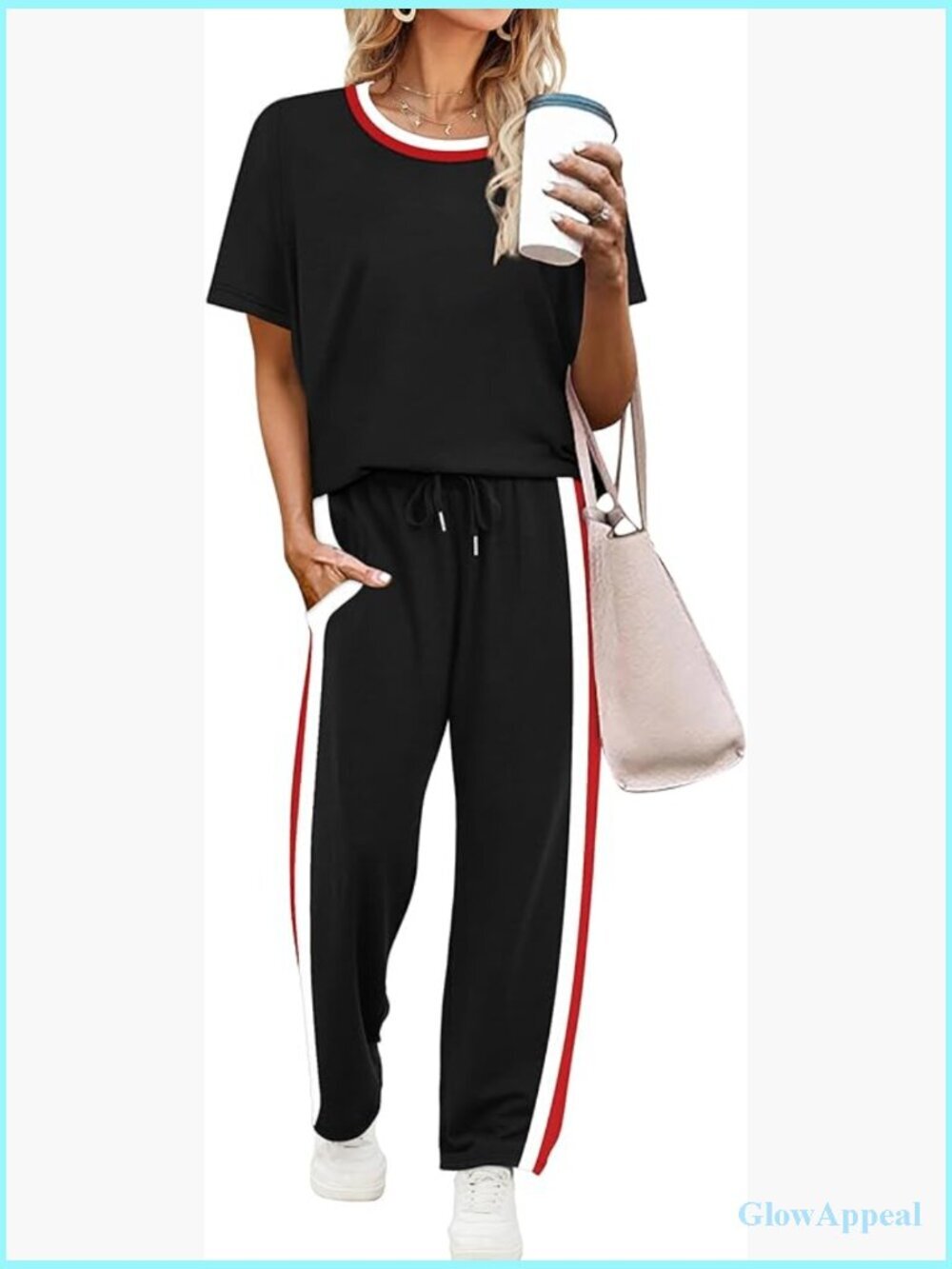 2 Piece Lounge Sets for Women Matching Summer Outfits Short Sleeve Tops Wide